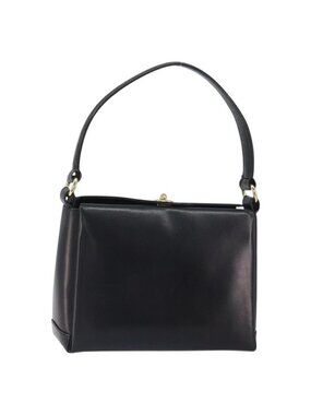 Authentic GUCCI Shoulder Bag Leather Black Gold